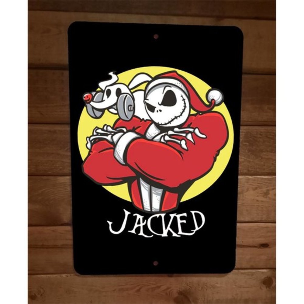 Jacked Swole Skellington Jack Christmas Xmas 8x12 Metal Wall Sign Poster